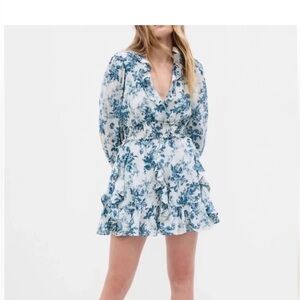 Gap x LoveshackFancy Cotton Blue Floral Dress Medium